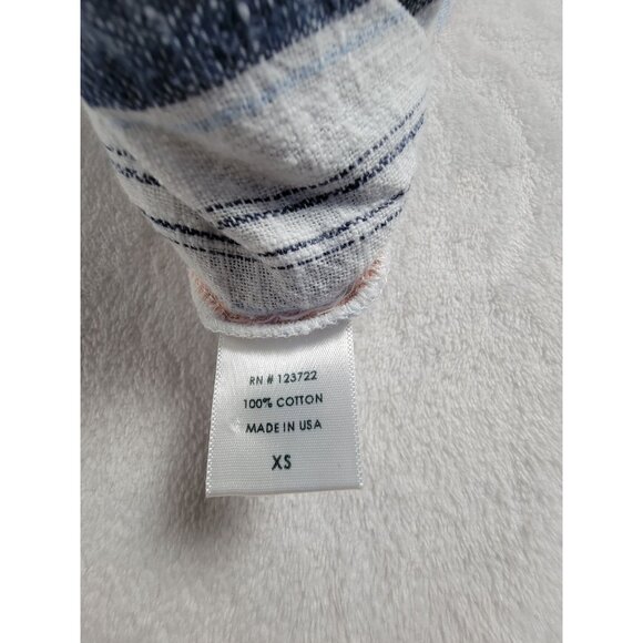 Xirena Womens Striped Straight Leg Cropped Casual Pants XS White Blue Pull-On - Picture 4 of 11